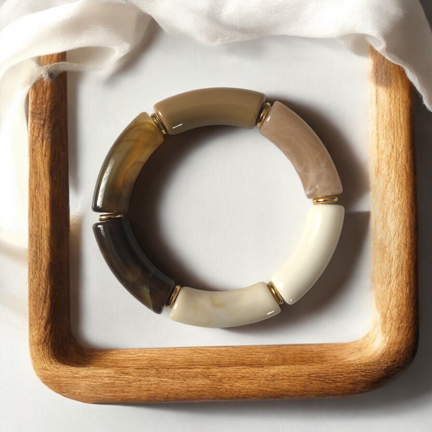 Bracelet tube nuances de marron et noir