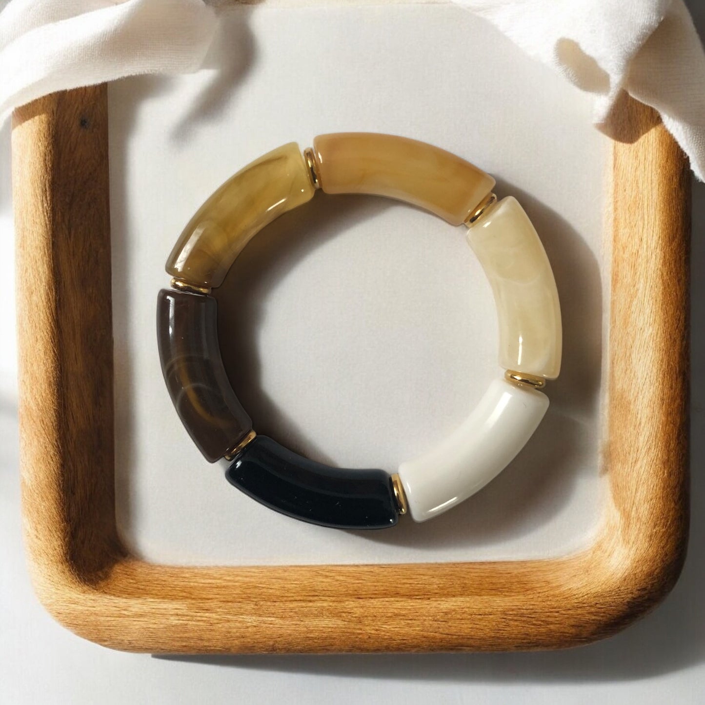 Bracelet tube nuances de marron et noir