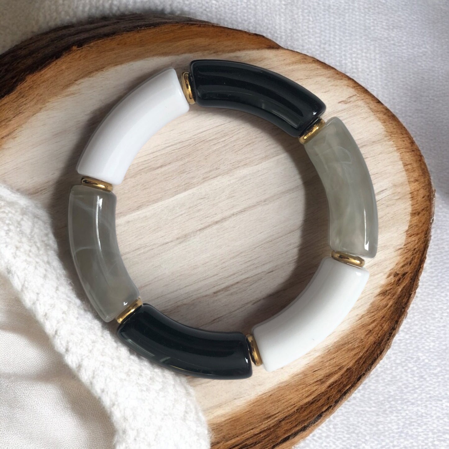 Bracelet tube ton noir et blanc