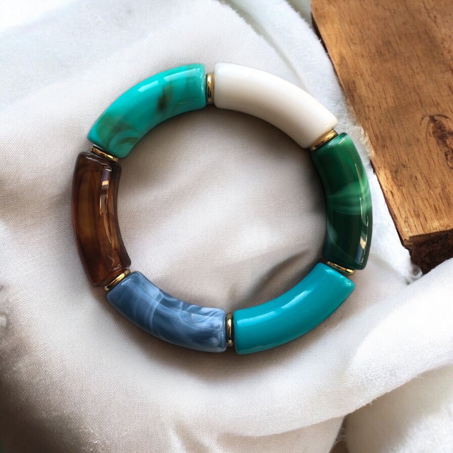 Bracelet tube ton bleu et vert