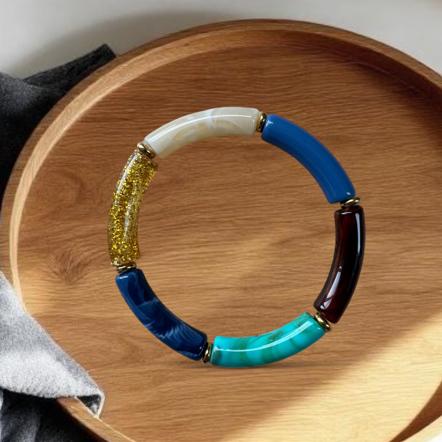 Bracelet tube petit modèle ton bleu