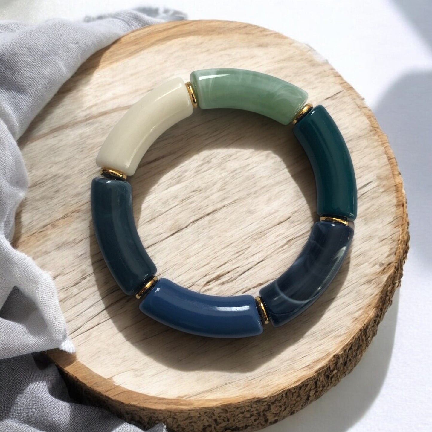 Bracelet tube ton bleu et vert