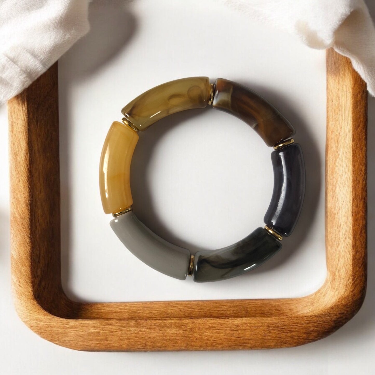 Bracelet tube nuances de marron et noir