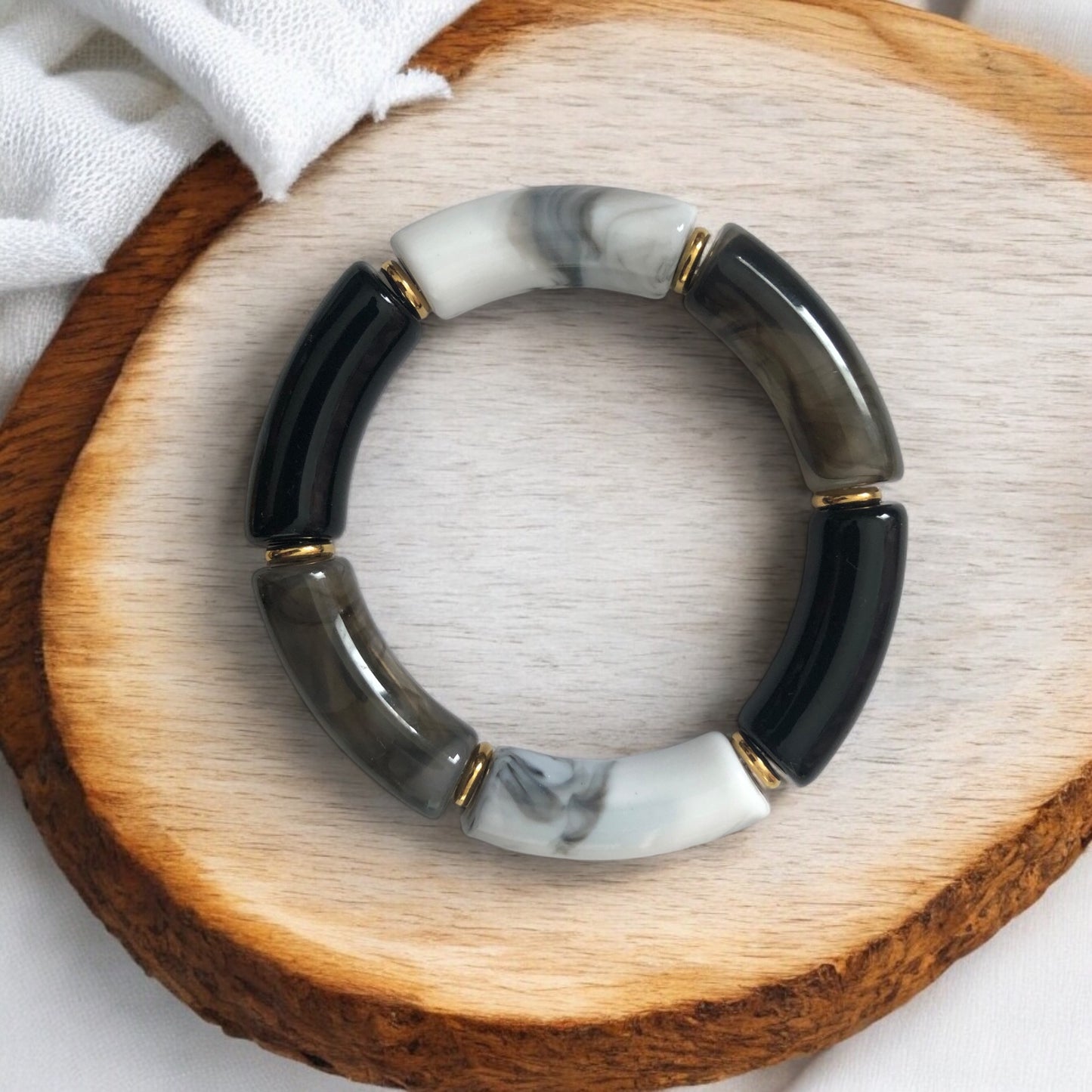 Bracelet tube ton noir et blanc