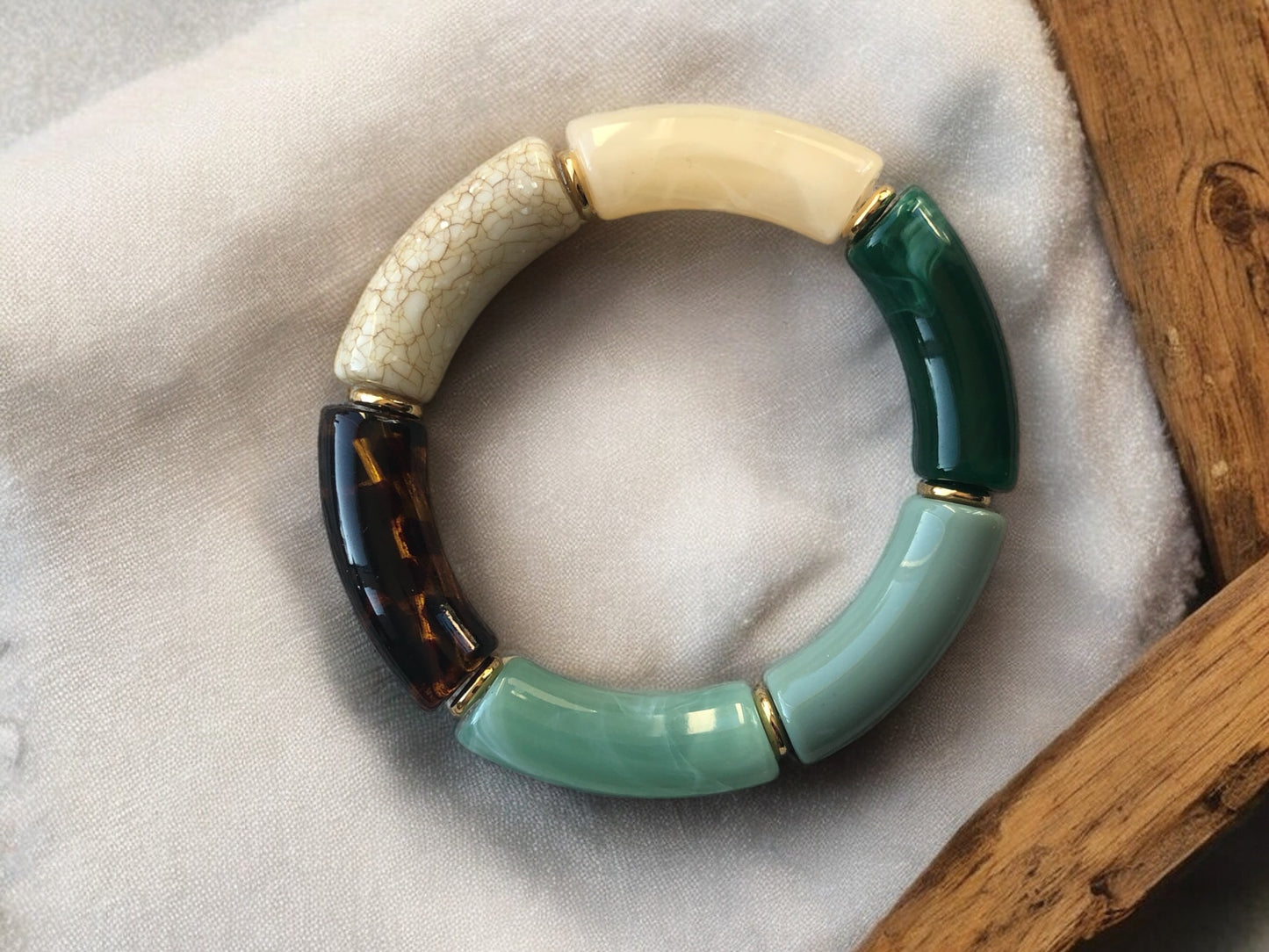 Bracelet tube ton vert et marron