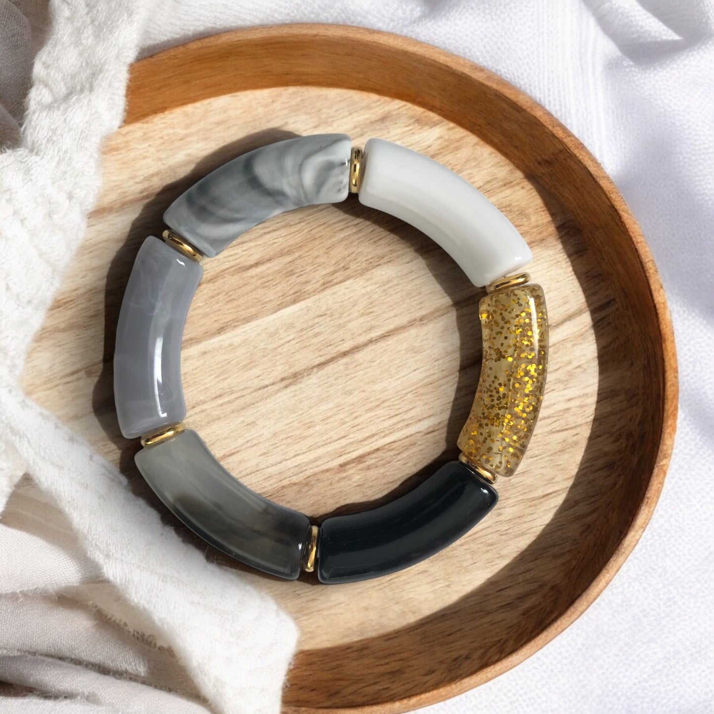 Bracelet tube ton noir et blanc