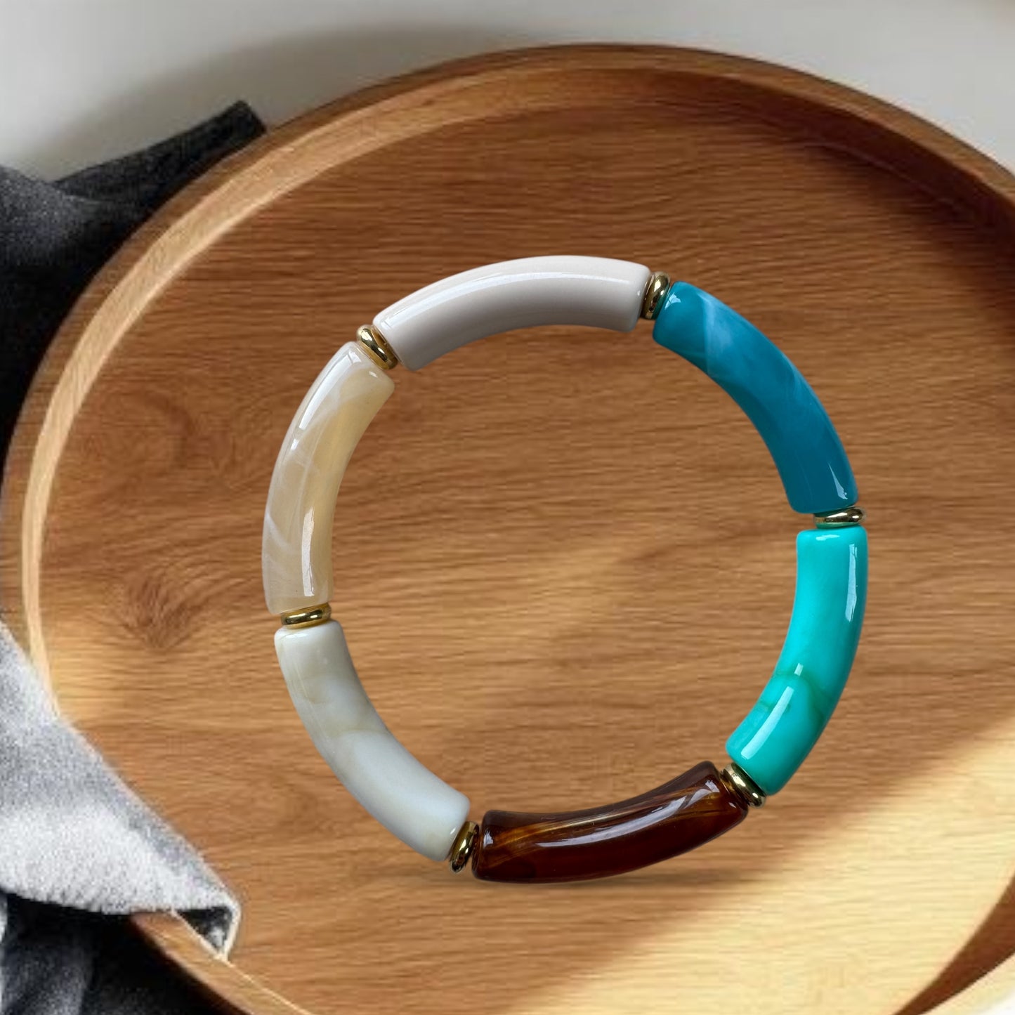 Bracelet tube petit modèle ton bleu