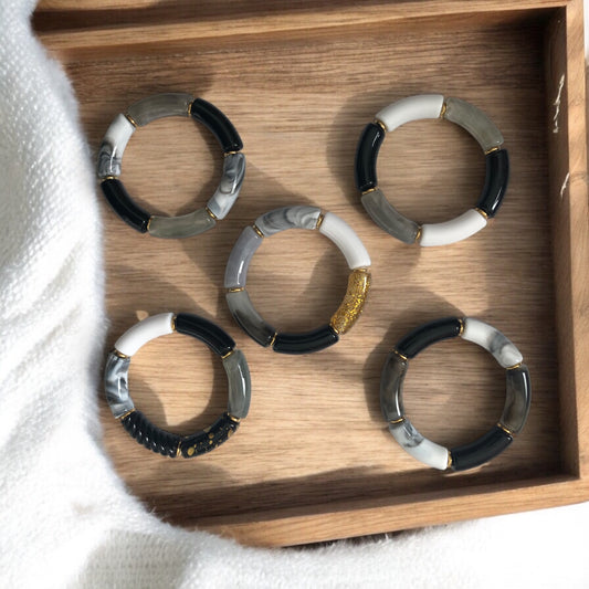 Bracelet tube ton noir et blanc