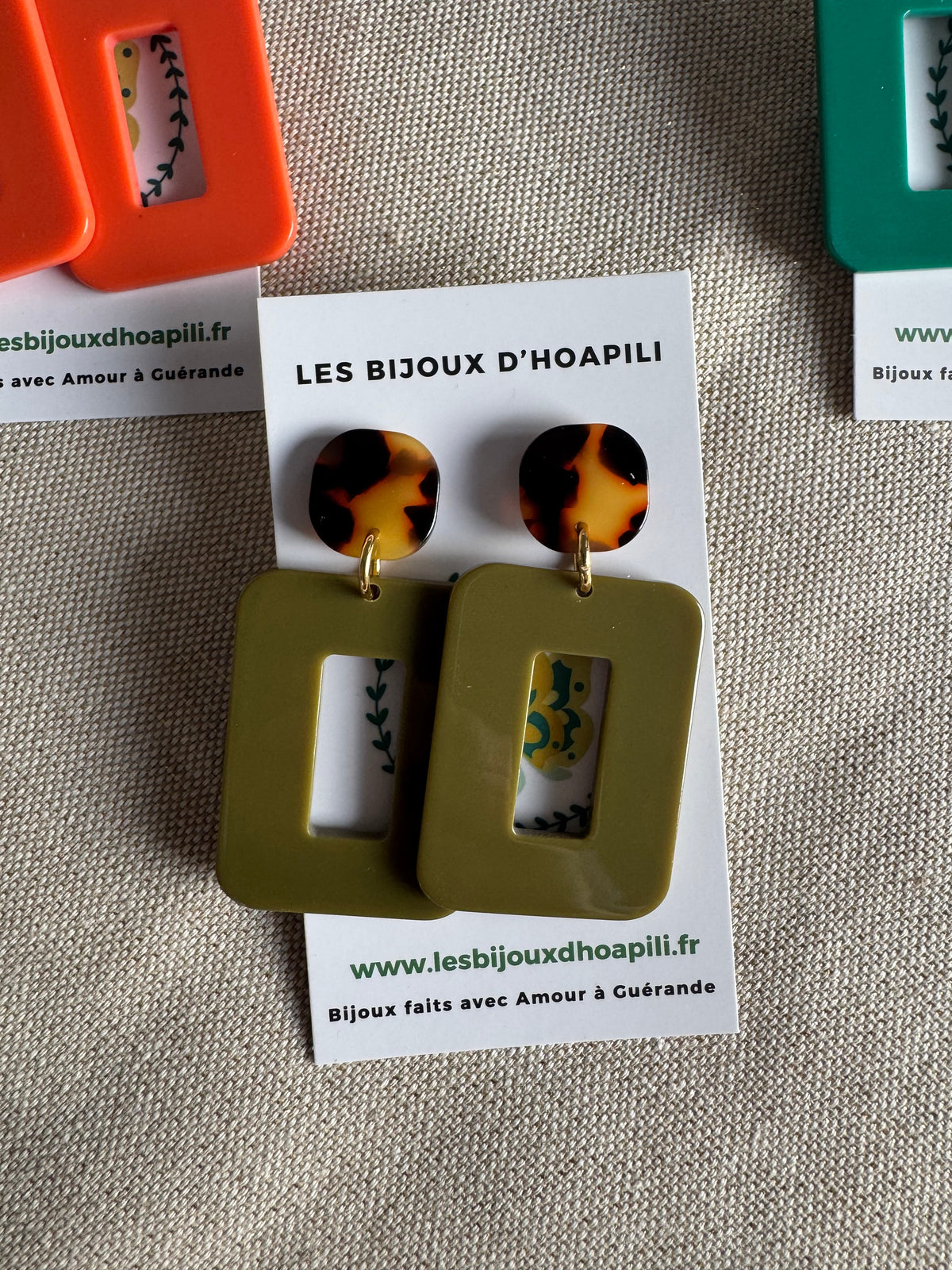Boucles d’oreilles Rectangle Rétro Chic version écailles de tortue