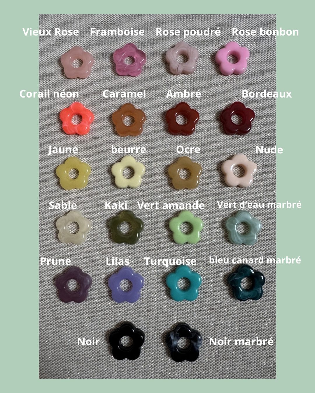 Pampilles Fleur Acrylique – (22 coloris) - lot de 2