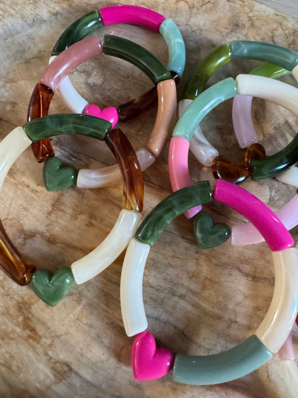 Bracelet enfant cœur ton vert