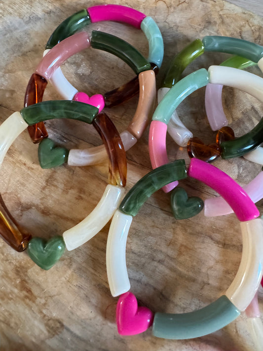 Bracelet enfant cœur ton vert