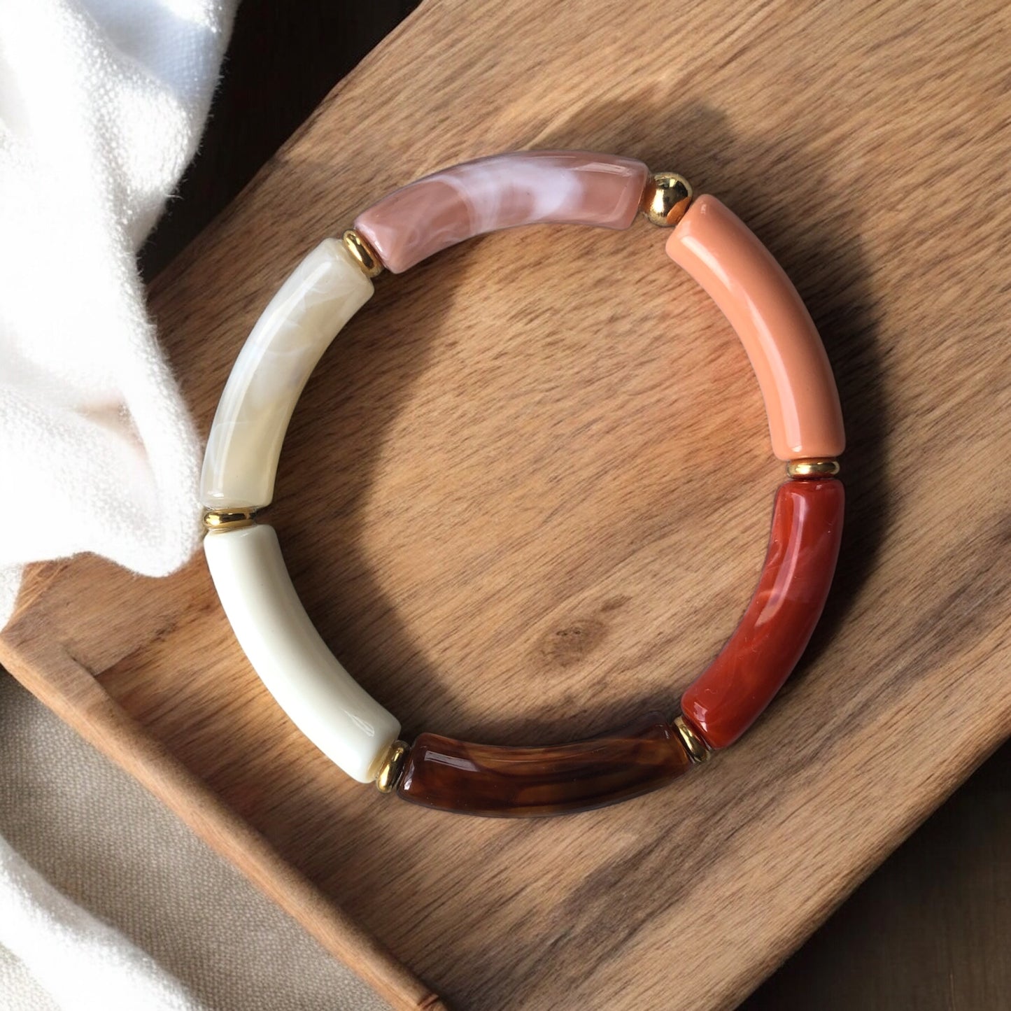 Bracelet tube petit modèle ton marron orangé