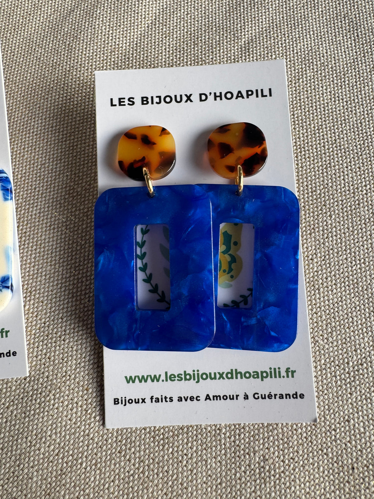 Boucles d’oreilles Rectangle Rétro Chic version écailles de tortue