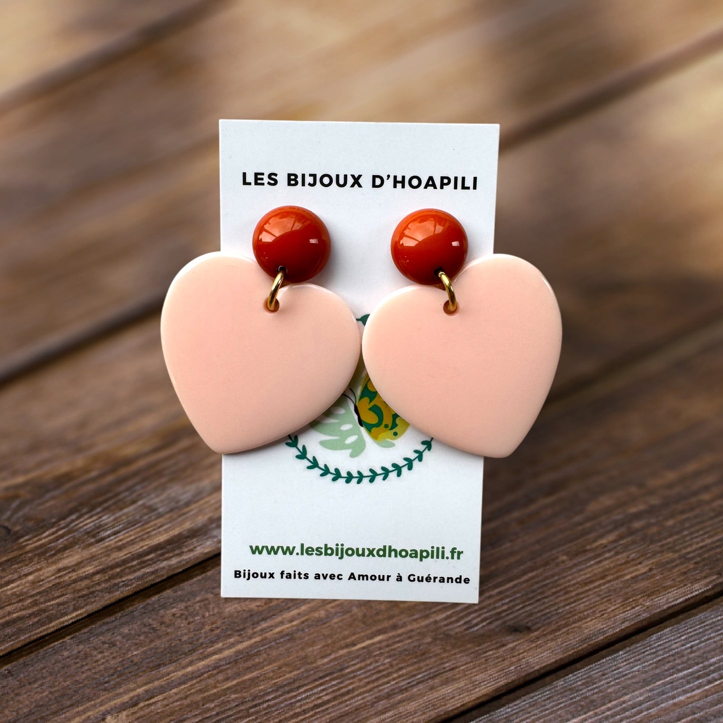 Boucles d’oreilles vintage rose et terracotta
