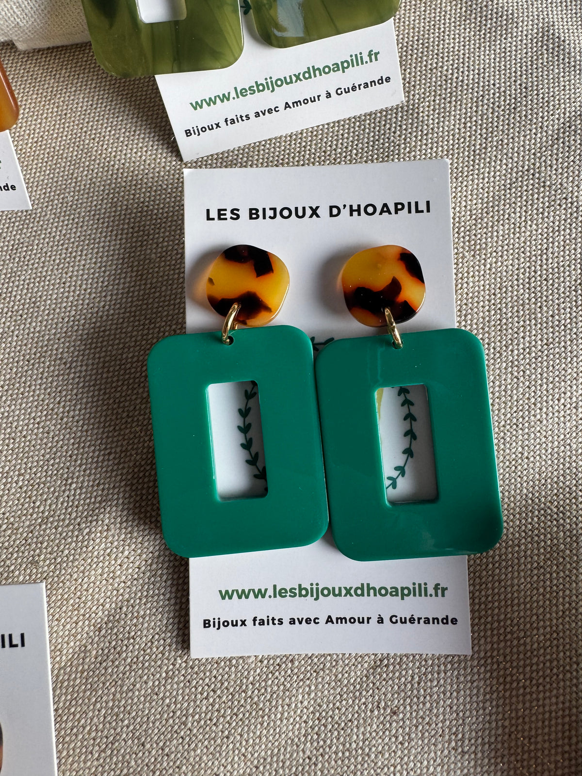 Boucles d’oreilles Rectangle Rétro Chic version écailles de tortue