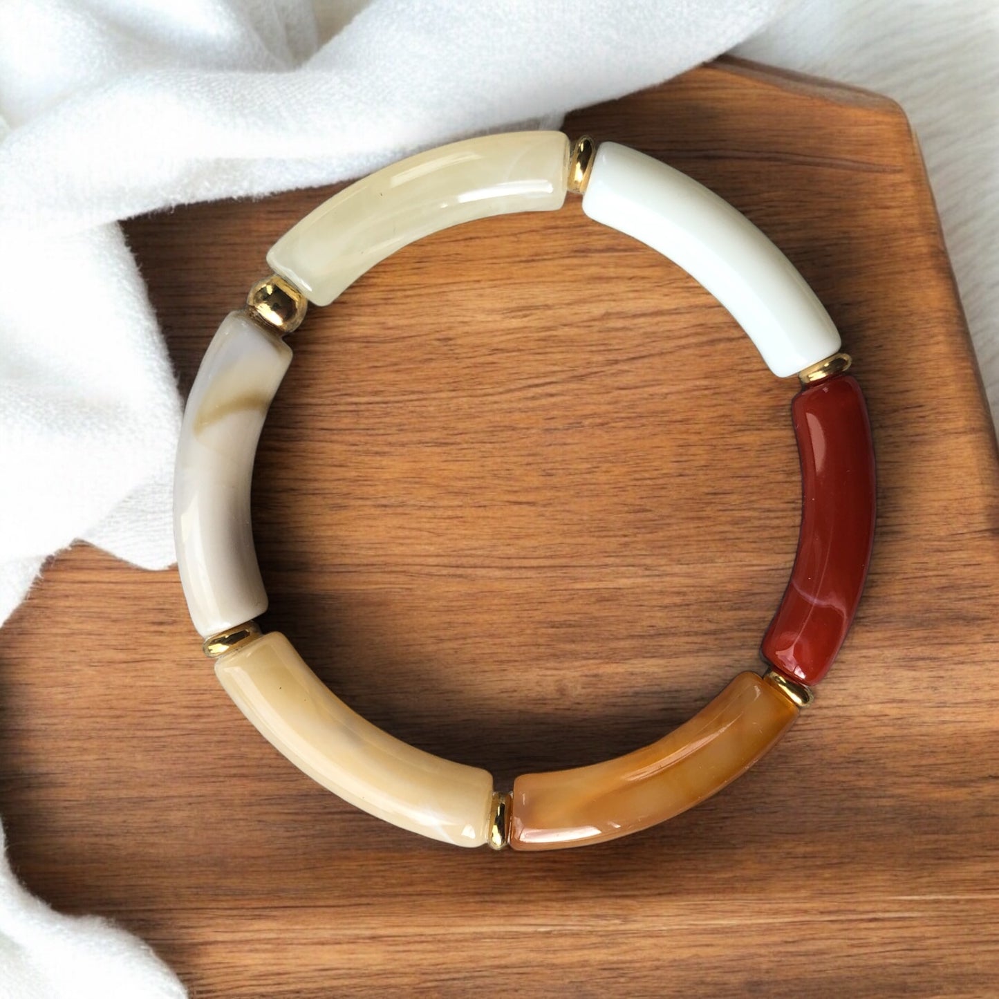 Bracelet tube petit modèle ton marron orangé