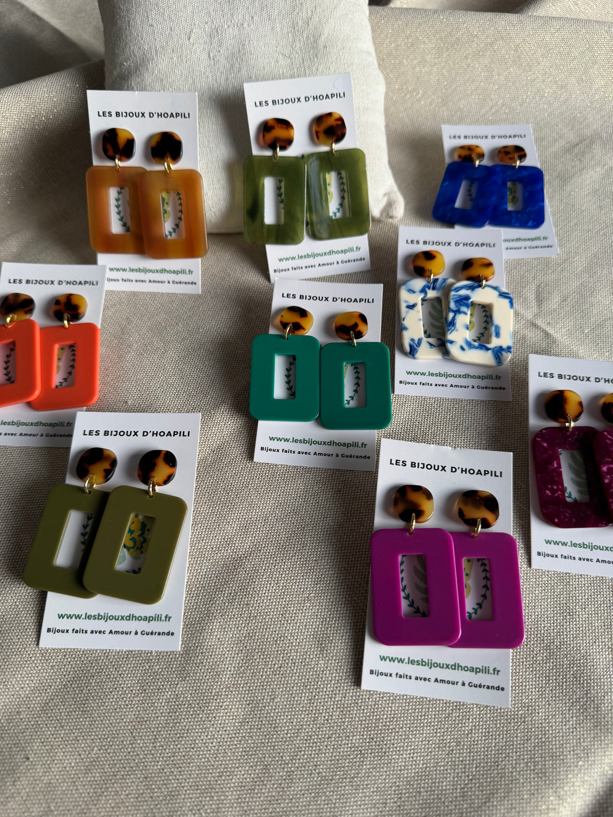 Boucles d’oreilles Rectangle Rétro Chic version écailles de tortue