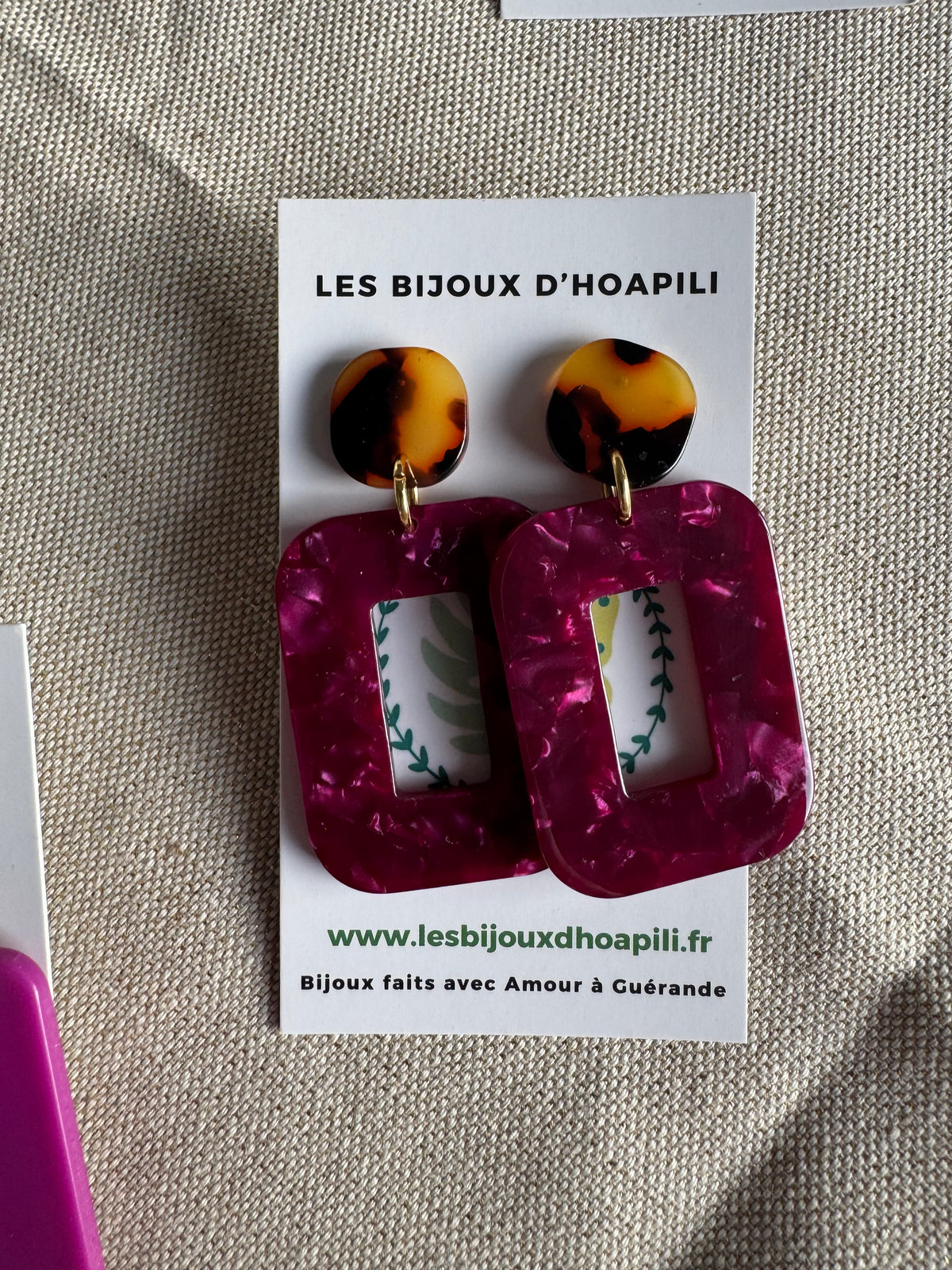 Boucles d’oreilles Rectangle Rétro Chic version écailles de tortue
