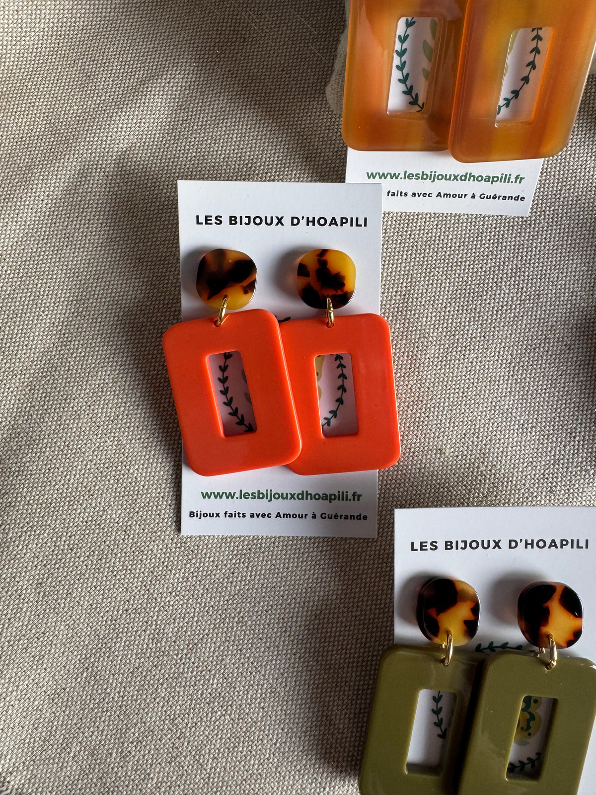 Boucles d’oreilles Rectangle Rétro Chic version écailles de tortue