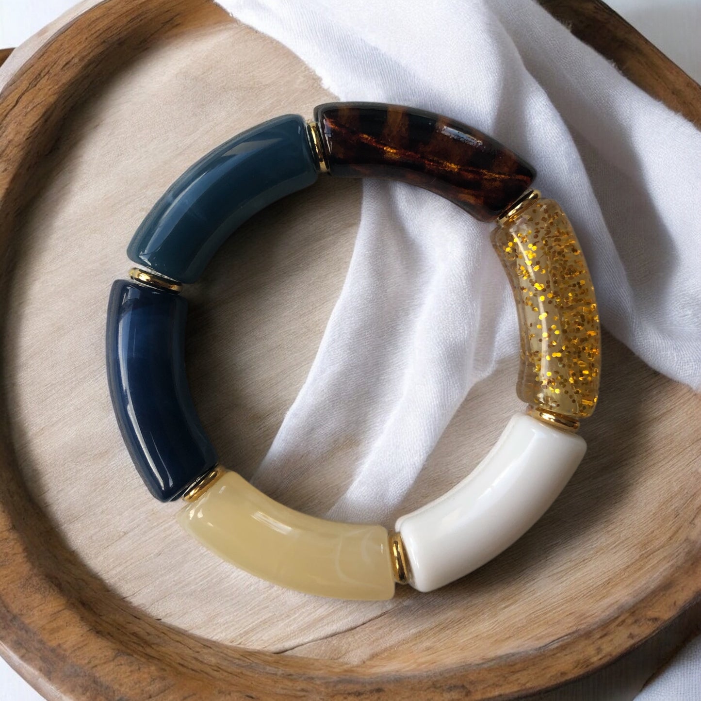 Bracelet tube ton bleu et vert