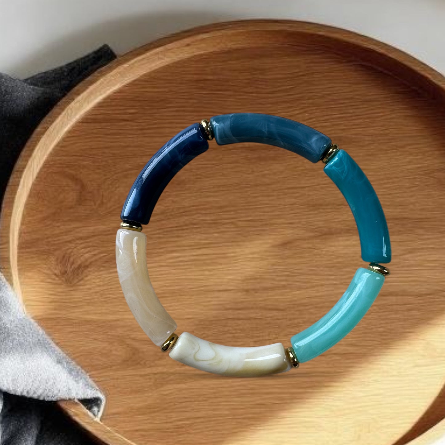 Bracelet tube petit modèle ton bleu