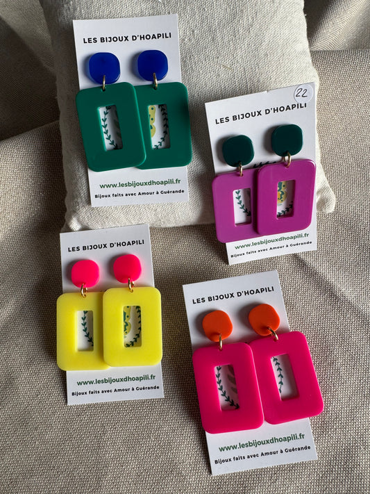 Boucles d’oreilles rectangle version pop