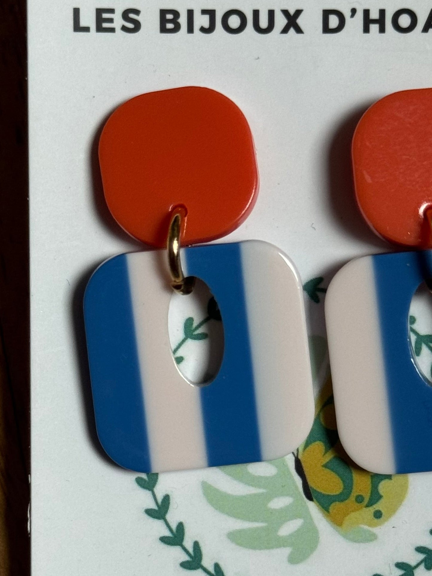 Boucles d’oreilles Buren bord de mer, rayures bleu et blanc