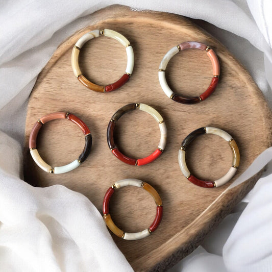 Bracelet tube petit modèle ton marron orangé