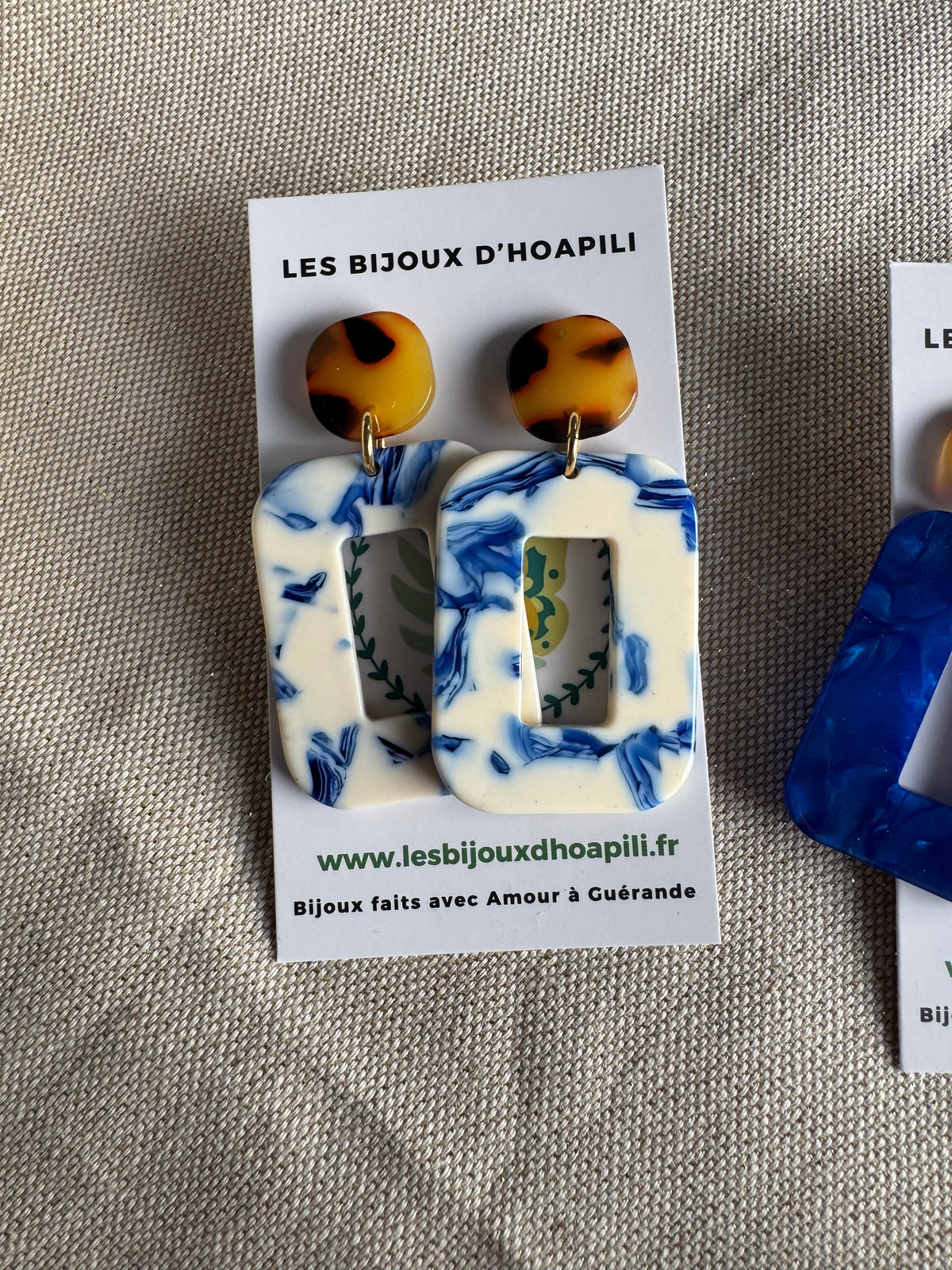 Boucles d’oreilles Rectangle Rétro Chic version écailles de tortue