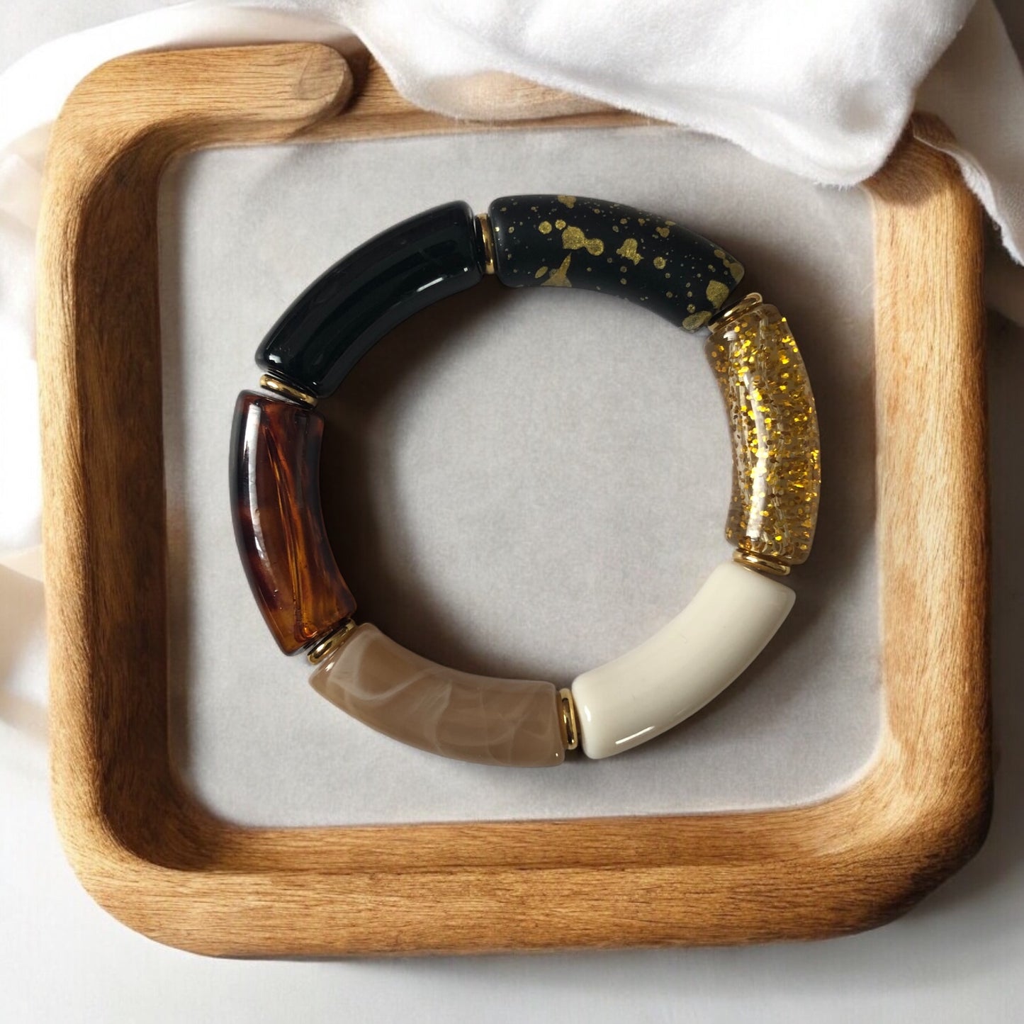 Bracelet tube nuances de marron et noir