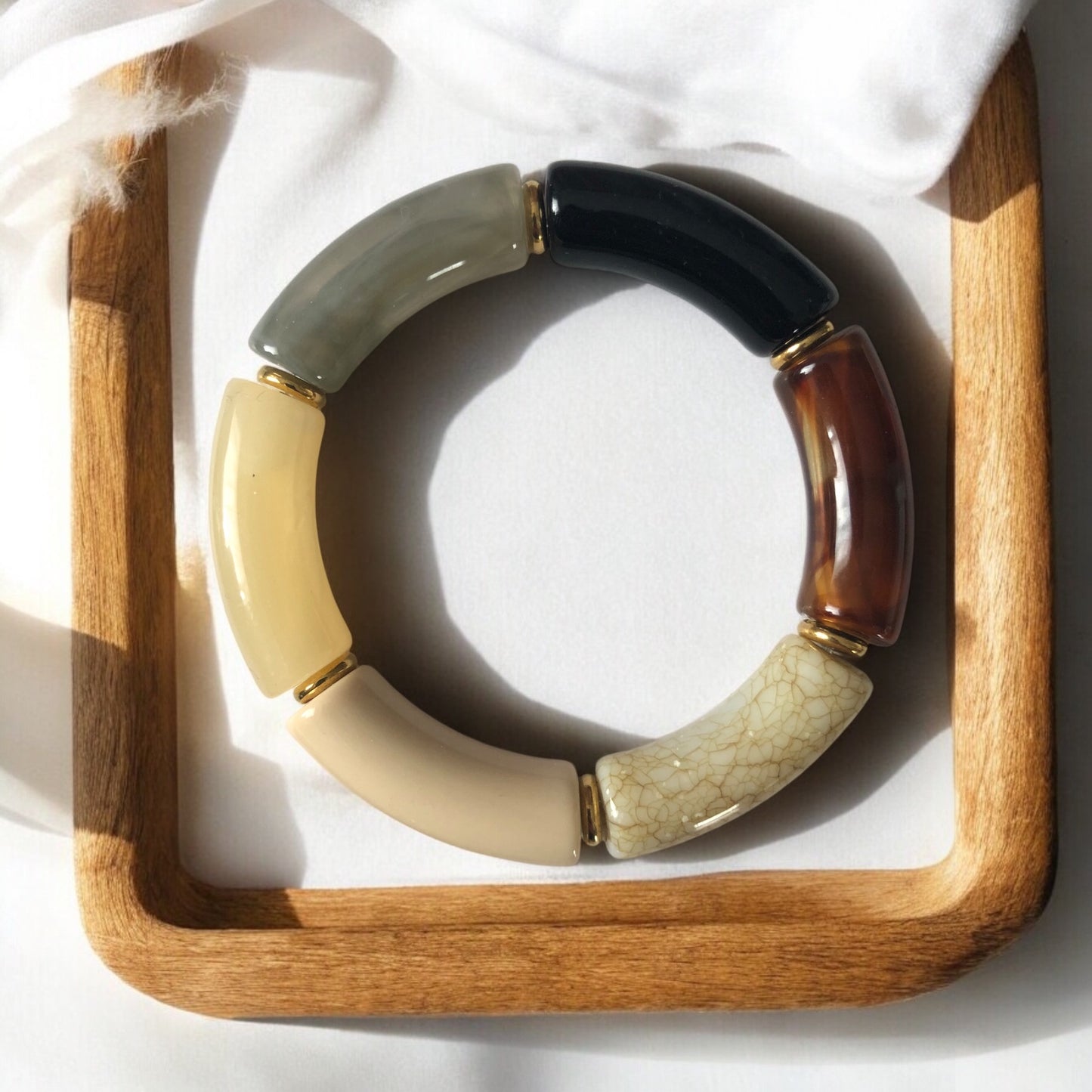 Bracelet tube nuances de marron et noir