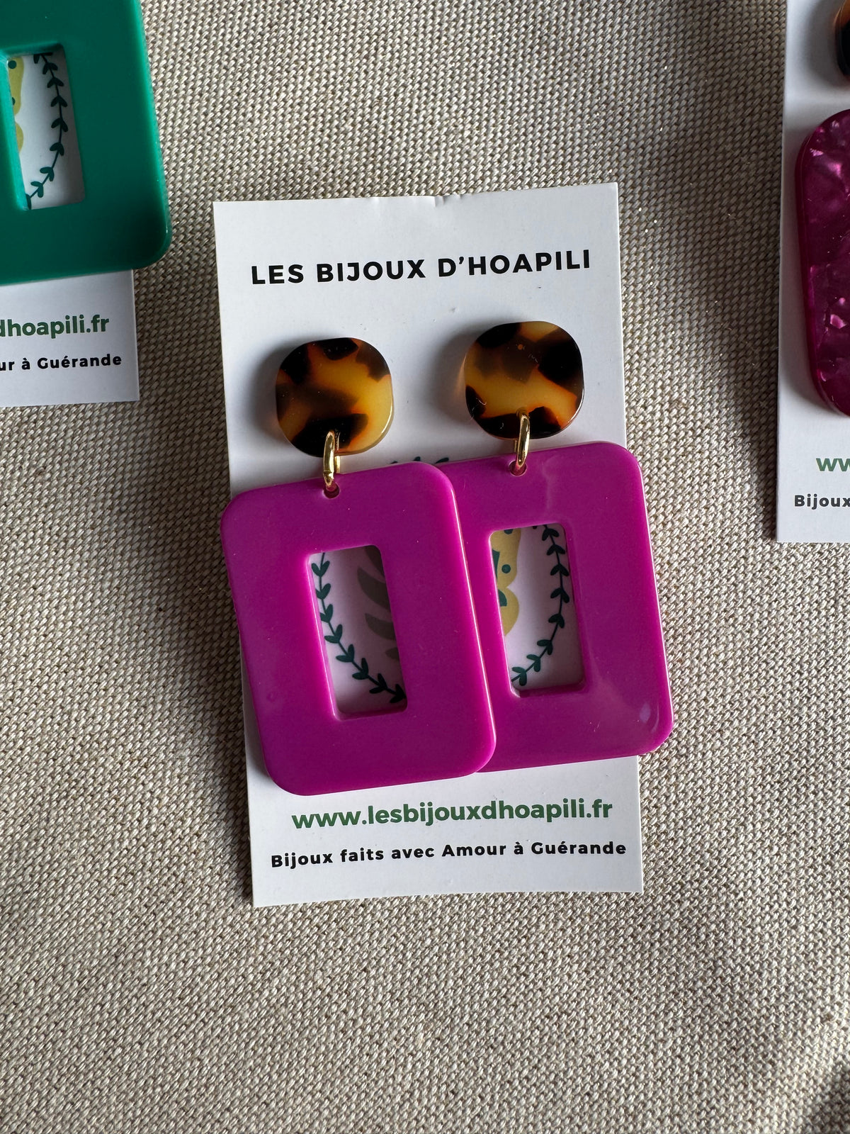 Boucles d’oreilles Rectangle Rétro Chic version écailles de tortue