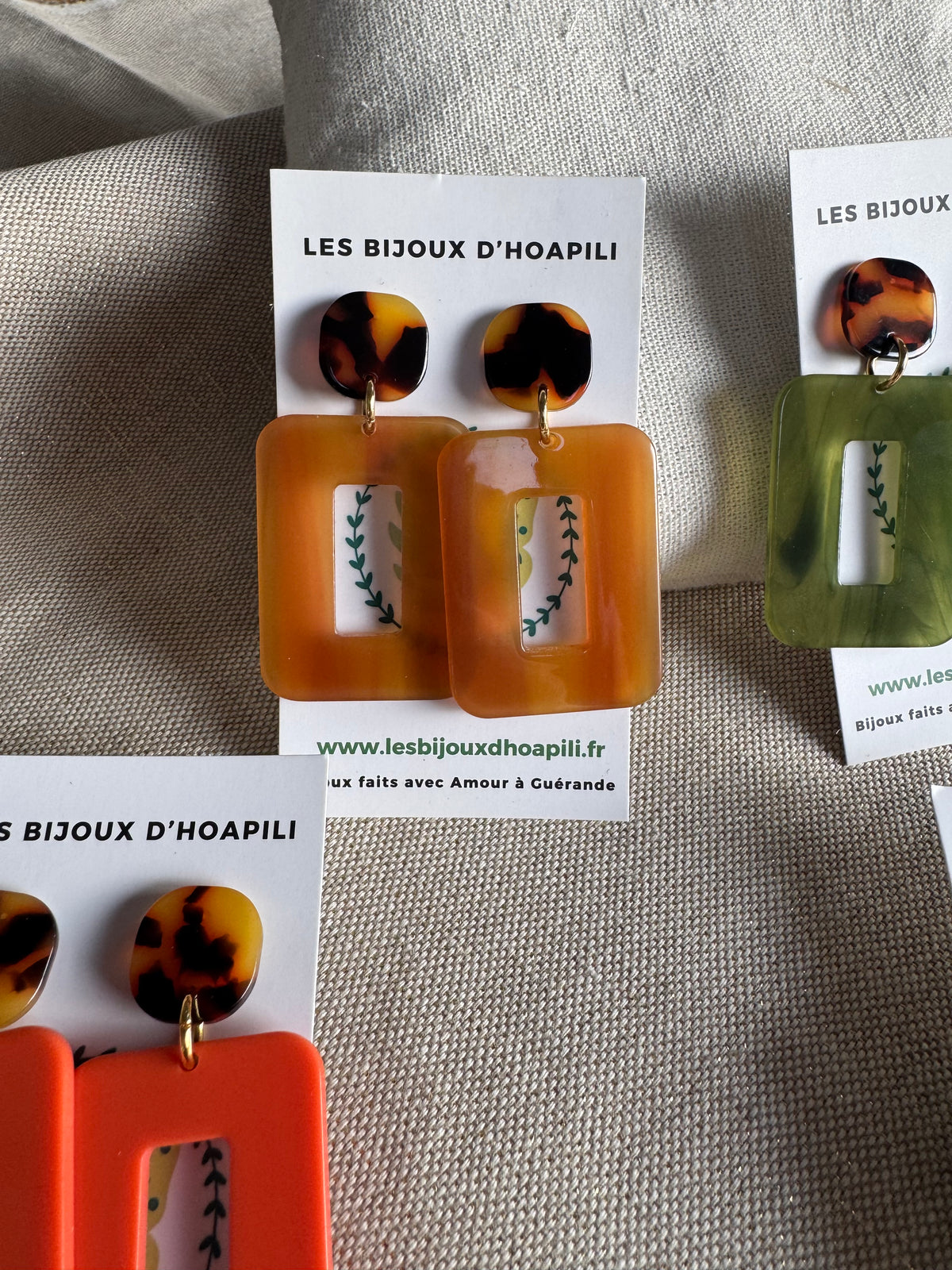 Boucles d’oreilles Rectangle Rétro Chic version écailles de tortue