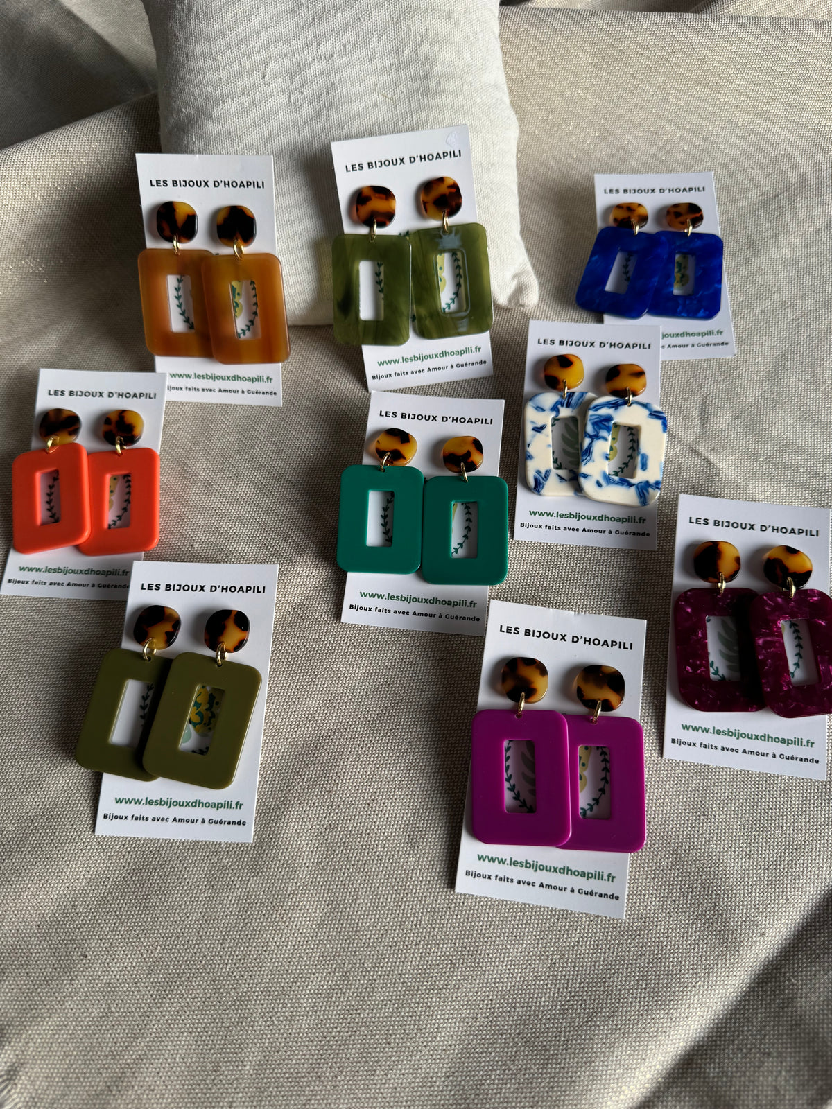 Boucles d’oreilles Rectangle Rétro Chic version écailles de tortue