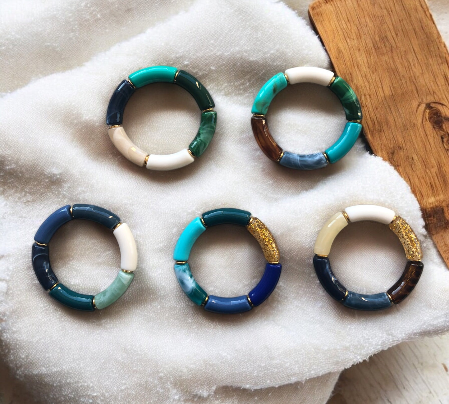Bracelet tube ton bleu et vert