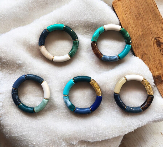 Bracelet tube ton bleu et vert