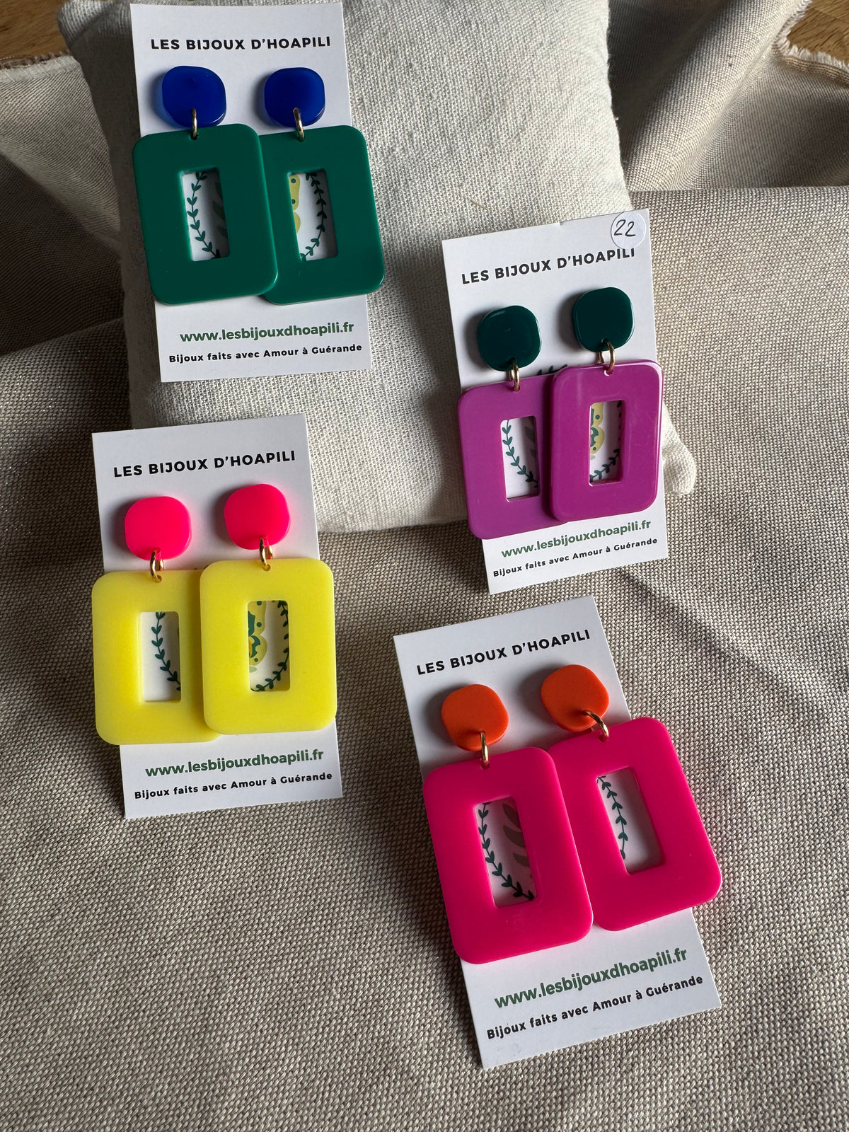 Boucles d’oreilles rectangle version pop