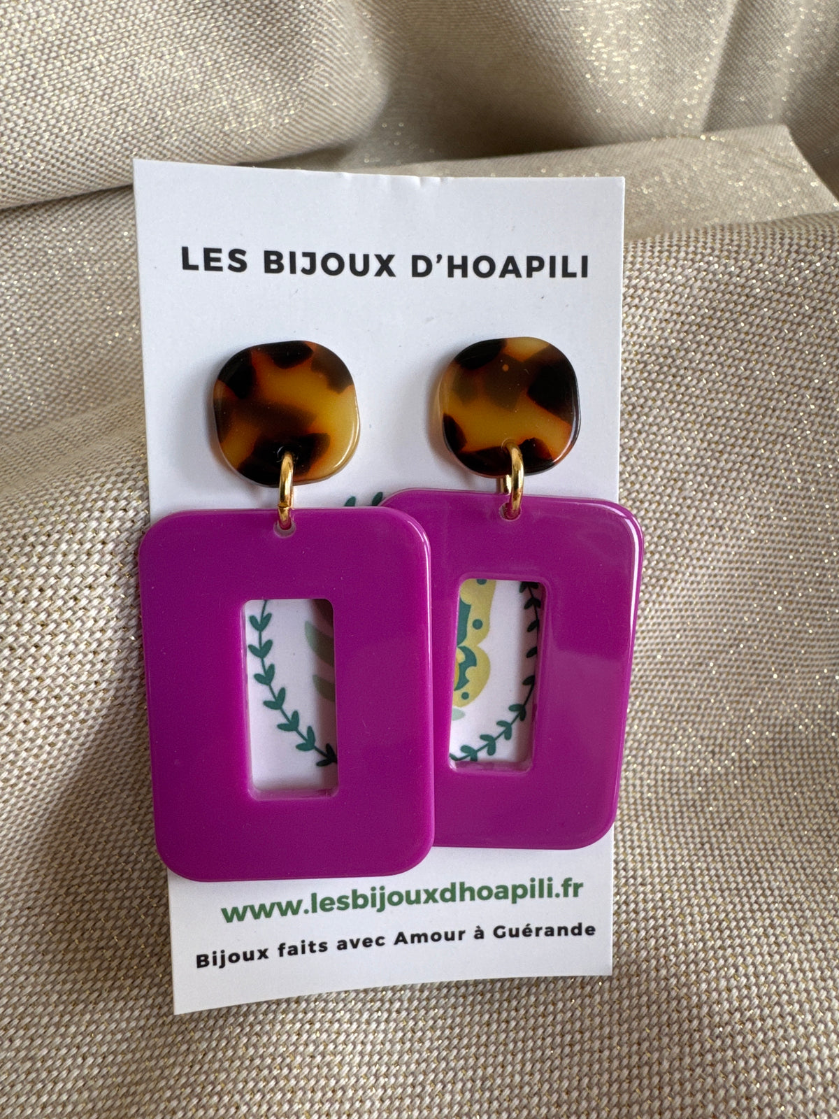 Boucles d’oreilles Rectangle Rétro Chic version écailles de tortue