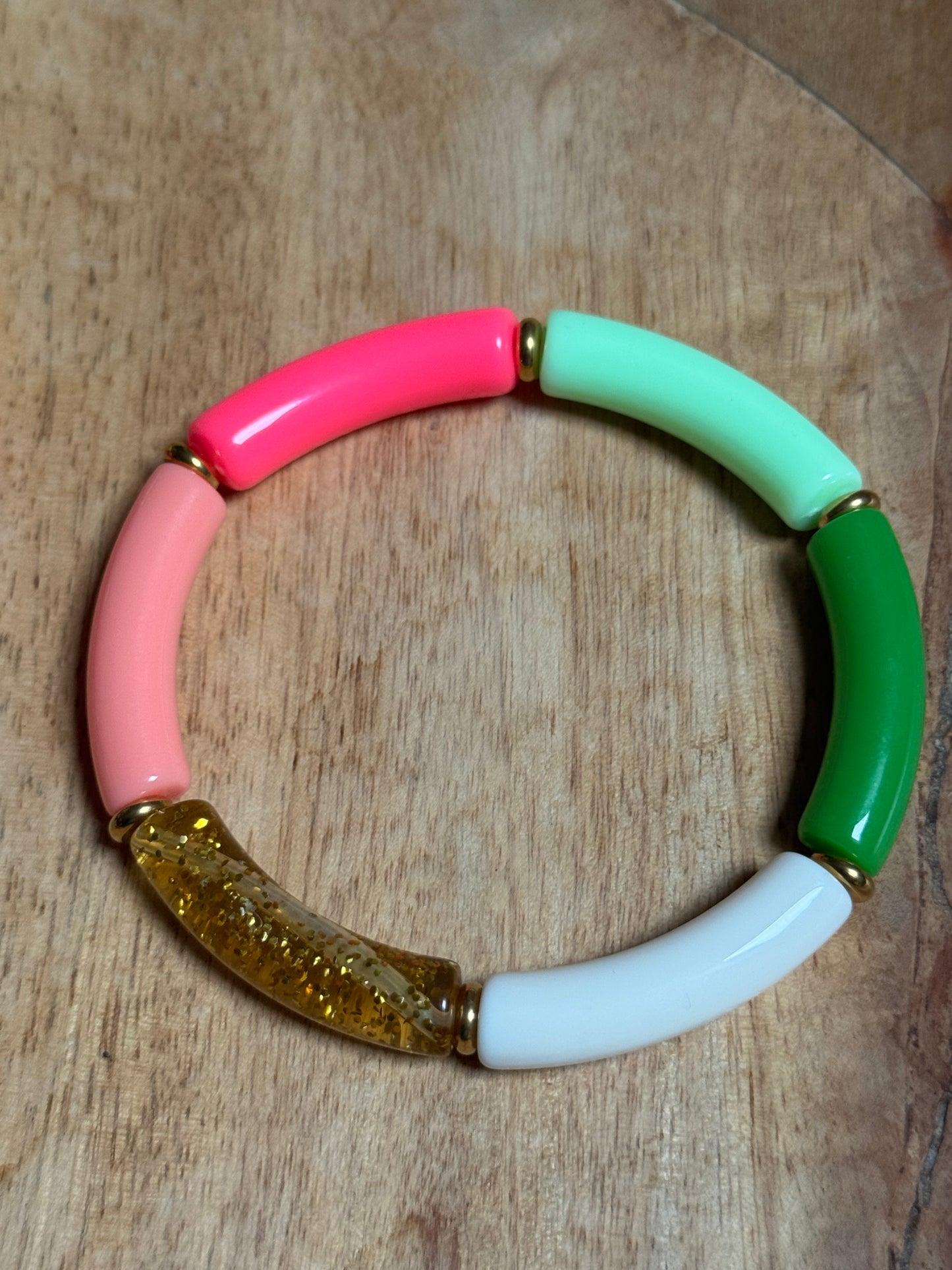 Bracelets Joncs tendance - nuances de rose, vert et bleu canard
