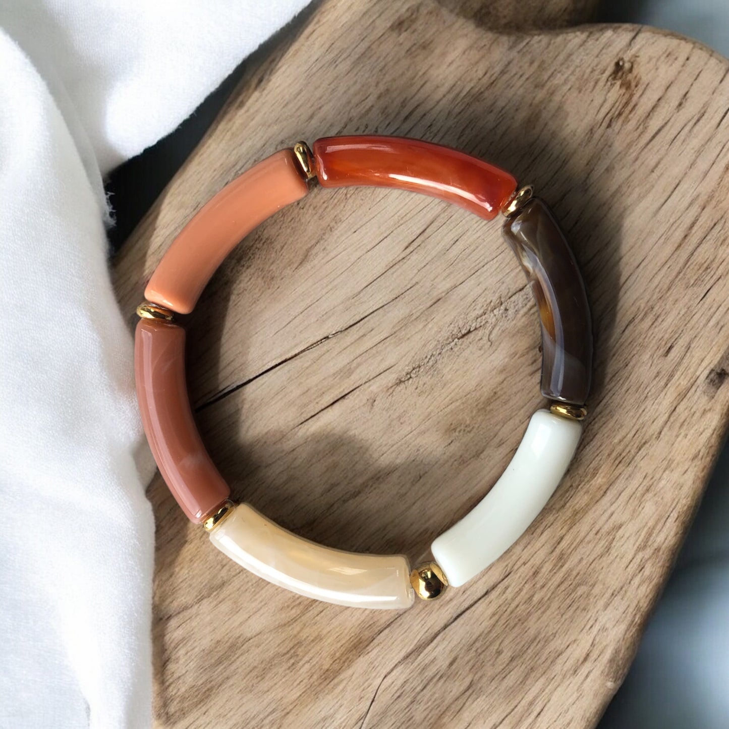 Bracelet tube petit modèle ton marron orangé