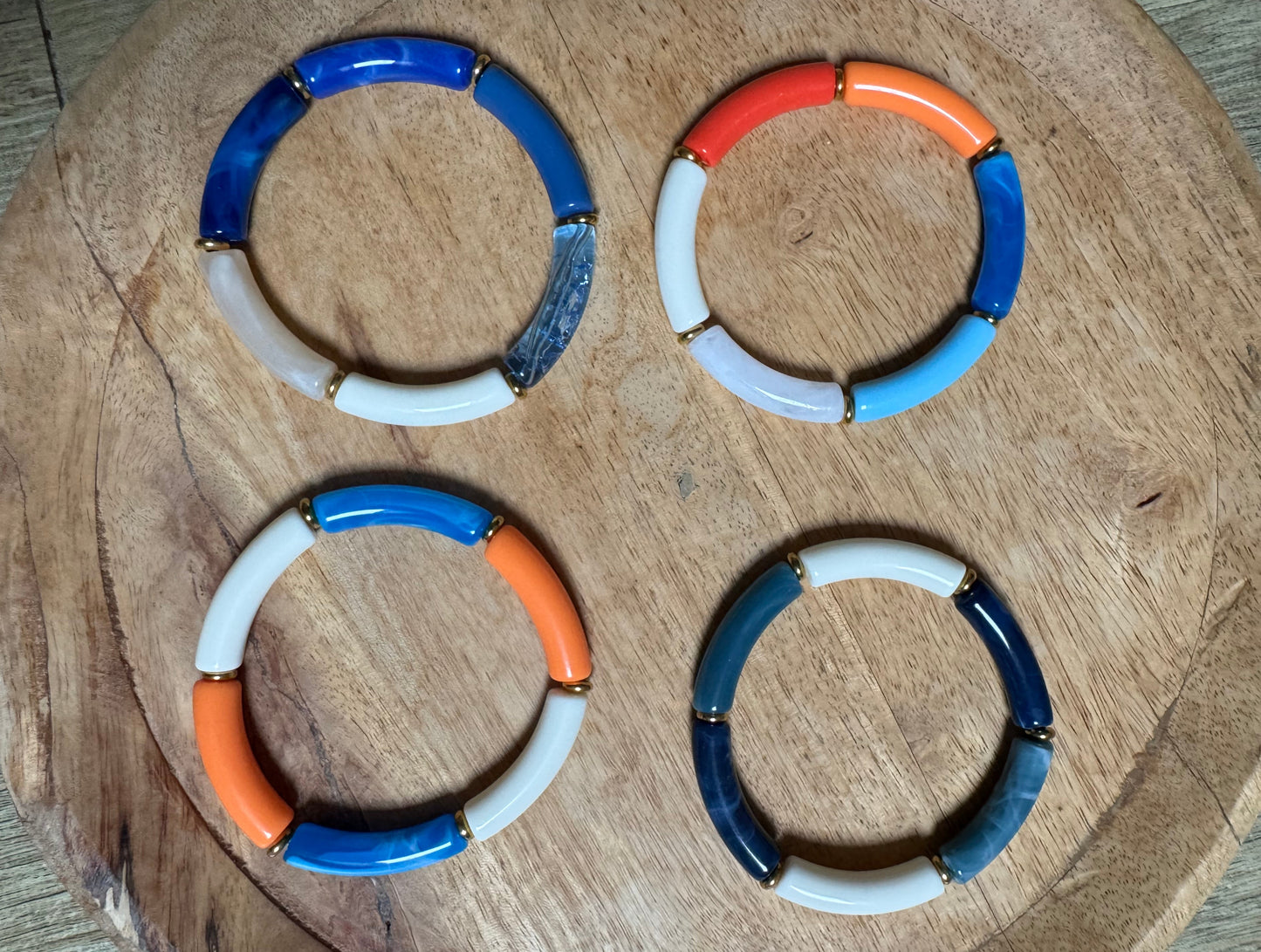 Bracelets Joncs Tendances – Nuances de Bleu et Orange