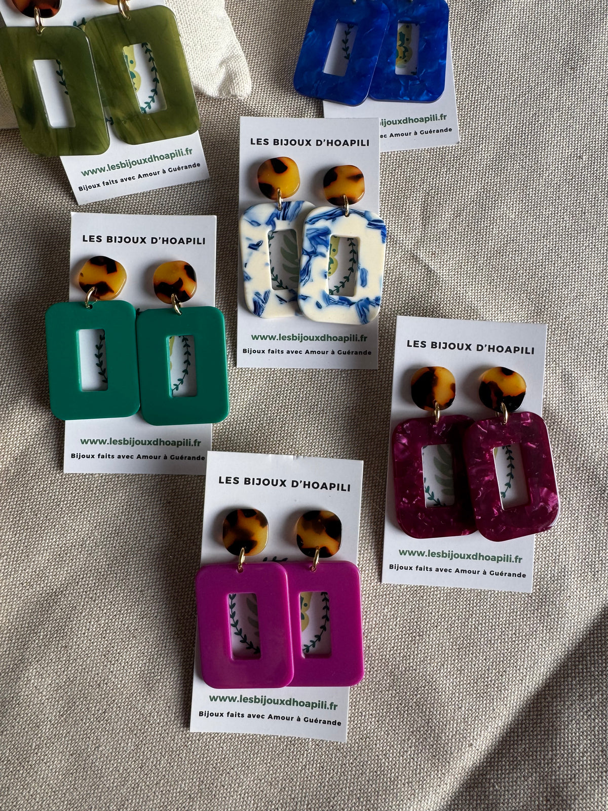 Boucles d’oreilles Rectangle Rétro Chic version écailles de tortue